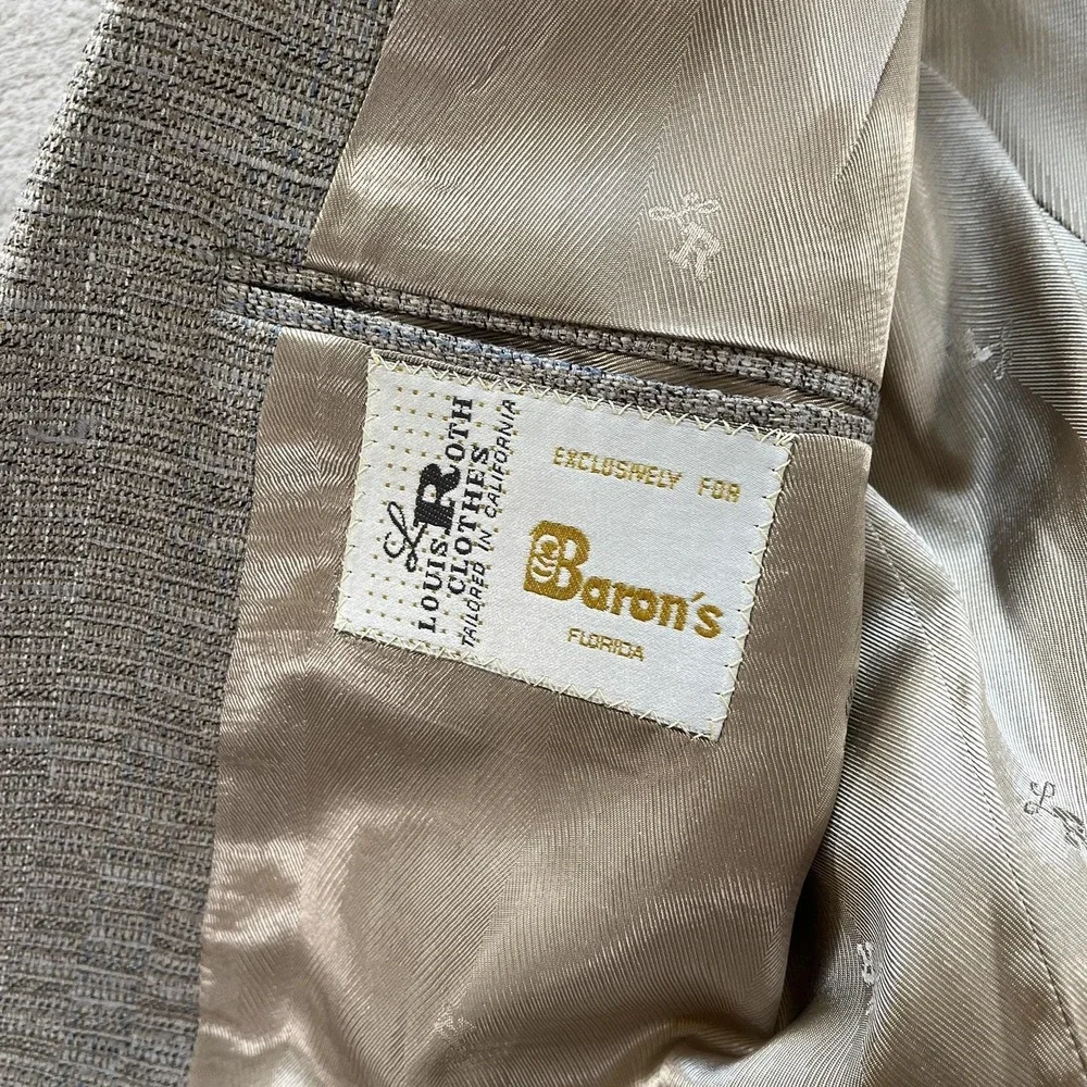 Vintage 90s Louis Roth Blazer 40S Grey Double Breasted Sport Coat Old Money
